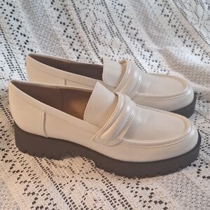 Nine West Women Ivory Platform Slip On Genial Penny Loafers Shoes New
